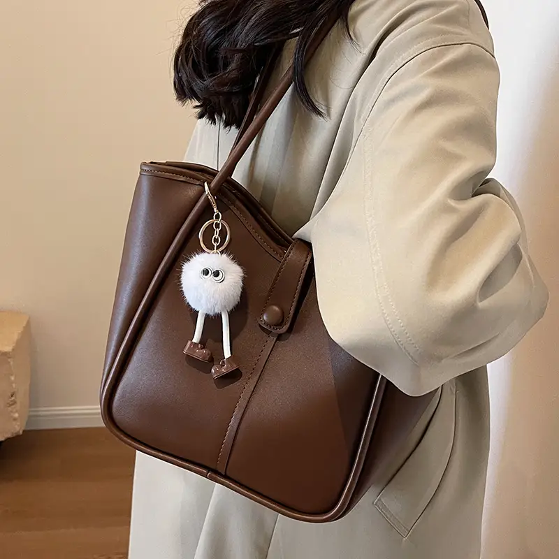 Women's Cream White Tote Bag with Owl Charm