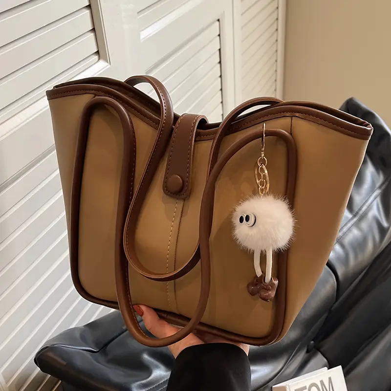 Women's Cream White Tote Bag with Owl Charm
