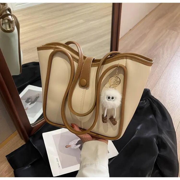 Women's Cream White Tote Bag with Owl Charm — feature 24