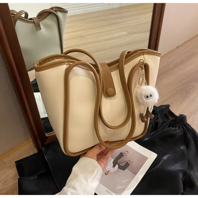 Women's Cream White Tote Bag with Owl Charm — feature 25