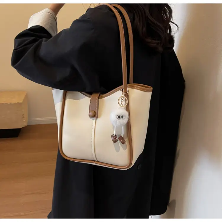 Women's Cream White Tote Bag with Owl Charm — feature 37