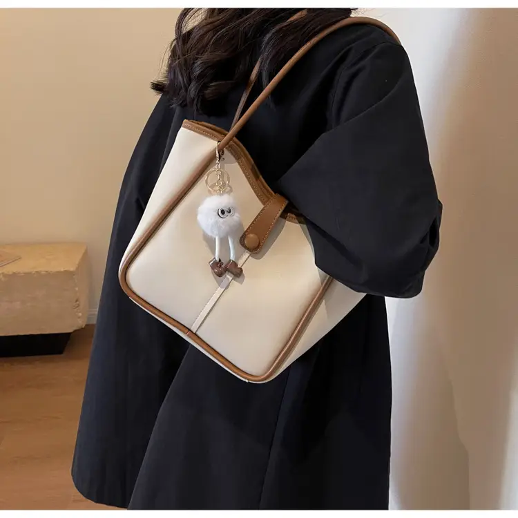 Women's Cream White Tote Bag with Owl Charm — feature 38