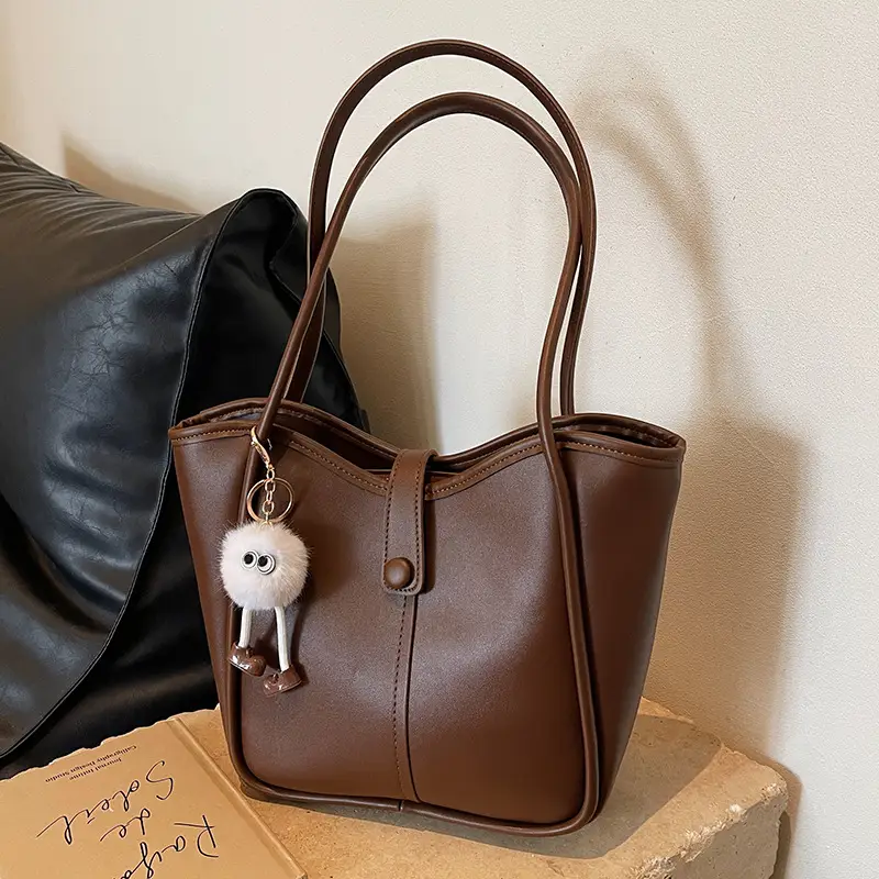 Women's Cream White Tote Bag with Owl Charm