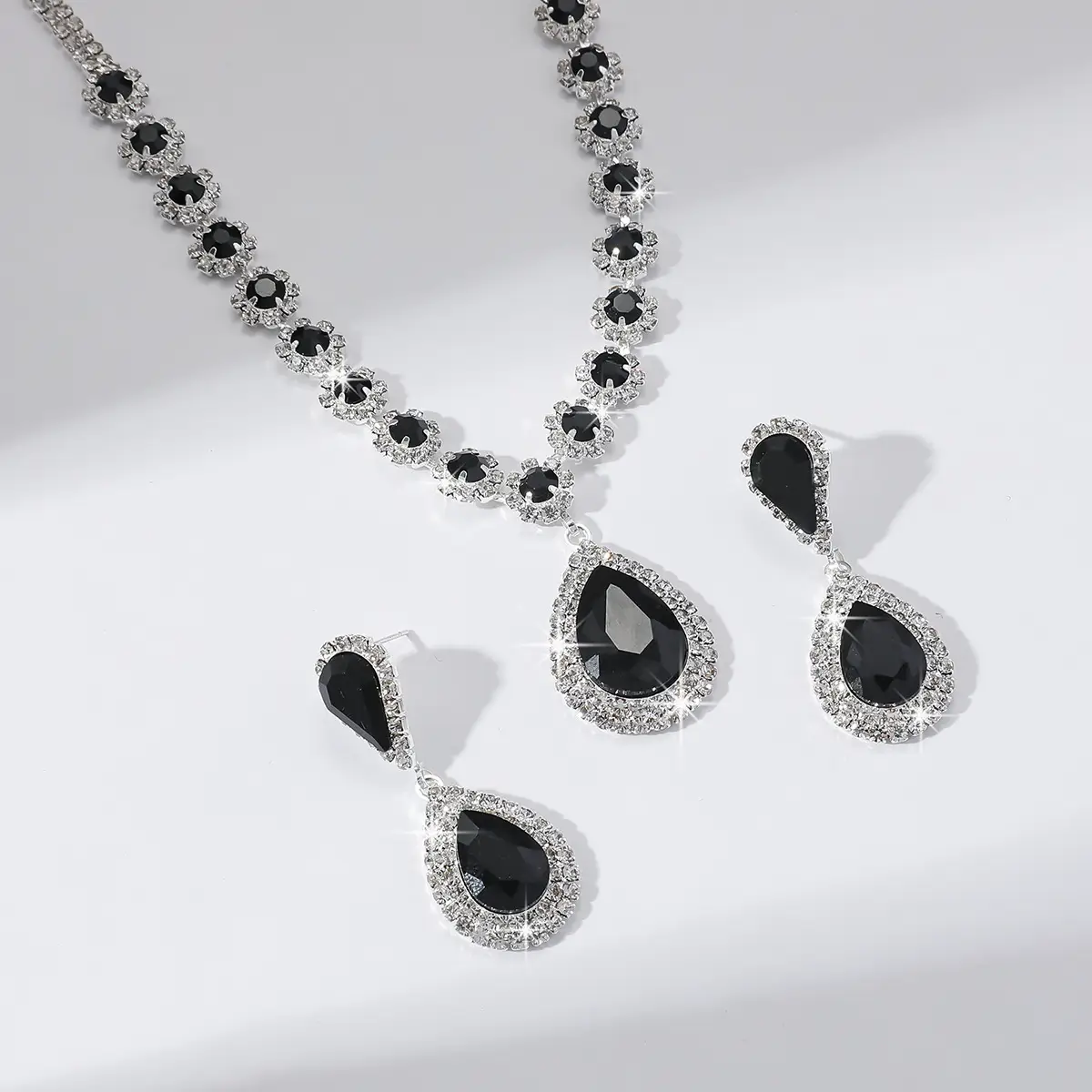 Red Water Drop Crystal Necklace & Earrings Set for Women — feature 24