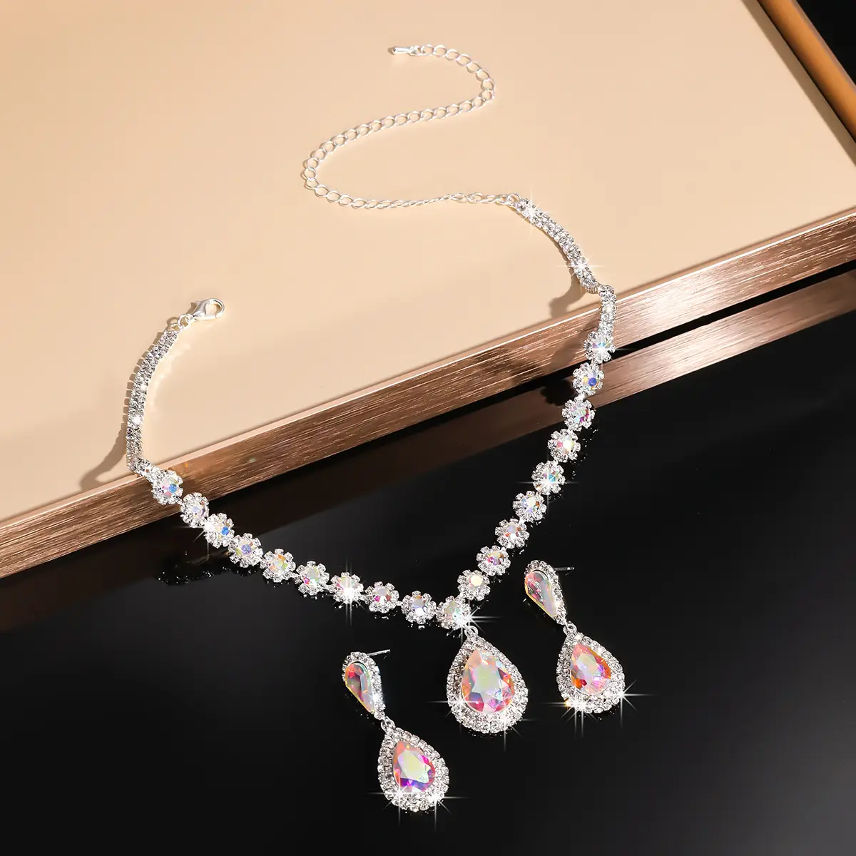 Red Water Drop Crystal Necklace & Earrings Set for Women — feature 28