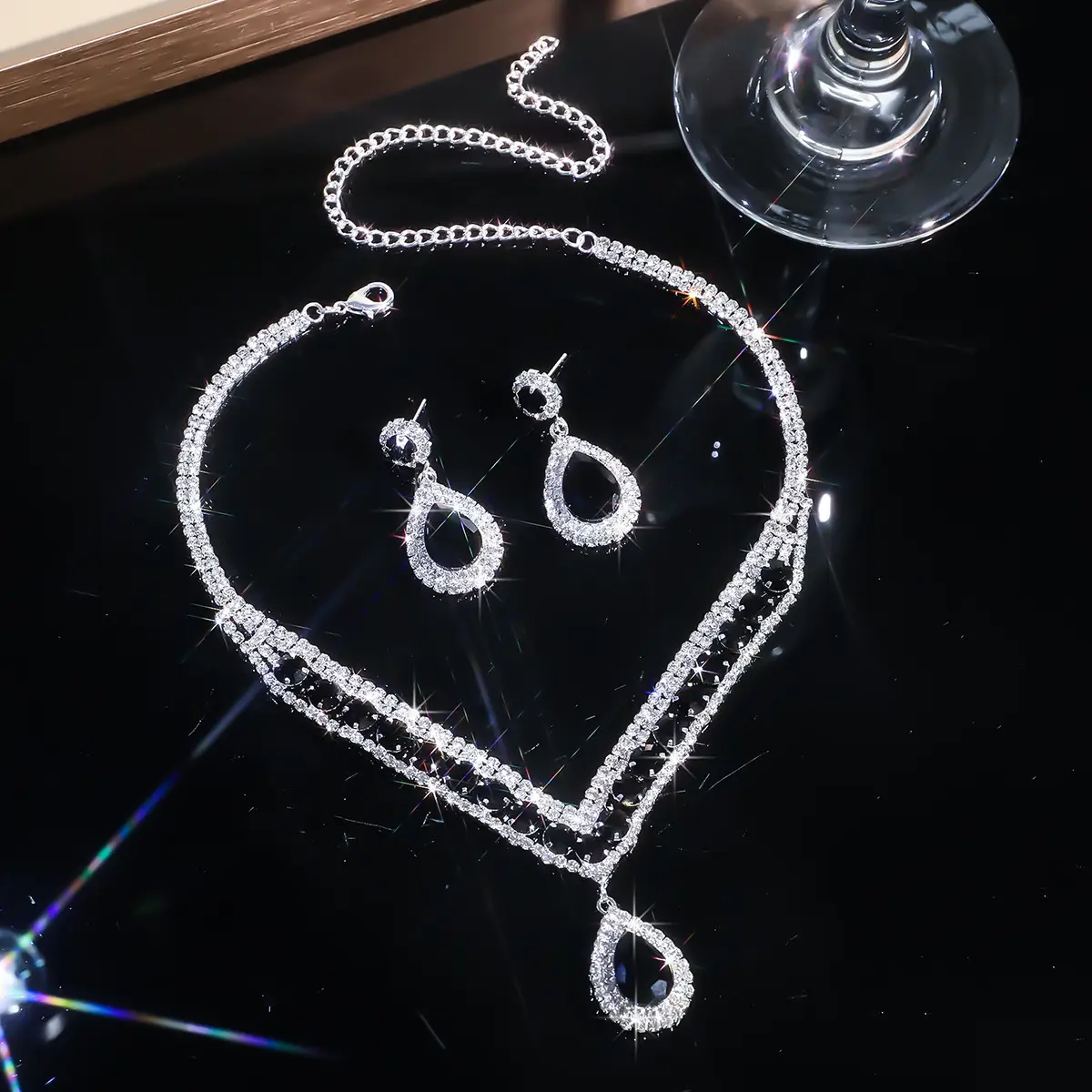 Red Water Drop Crystal Necklace & Earrings Set for Women — feature 39