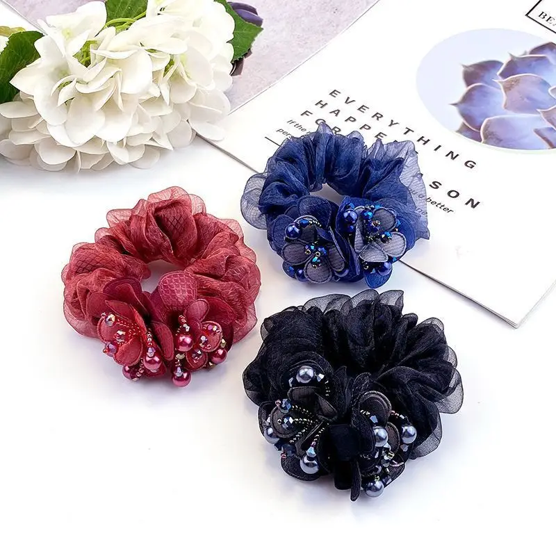 Purple Floral Hair Band with Pearl Accents — feature 16