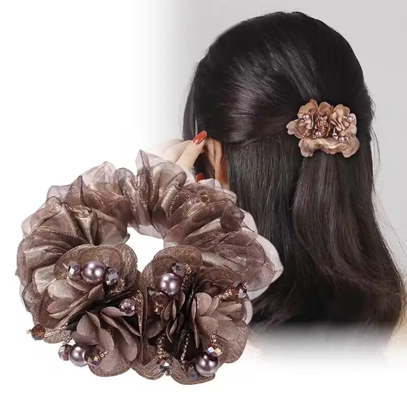 Purple Floral Hair Band with Pearl Accents — feature 5