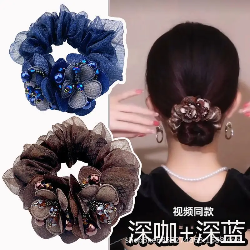 Purple Floral Hair Band with Pearl Accents — feature 7