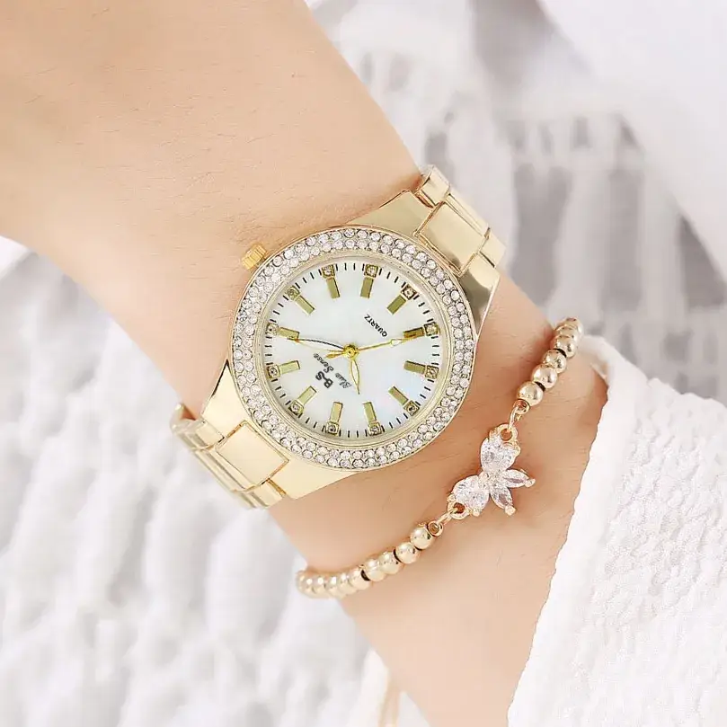 Gold Diamond Watch for Women with Butterfly Bracelet - Image 6