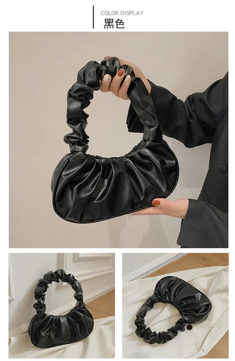 Korean Style Dumper Bag Gold French Cloud Shoulder — feature 34