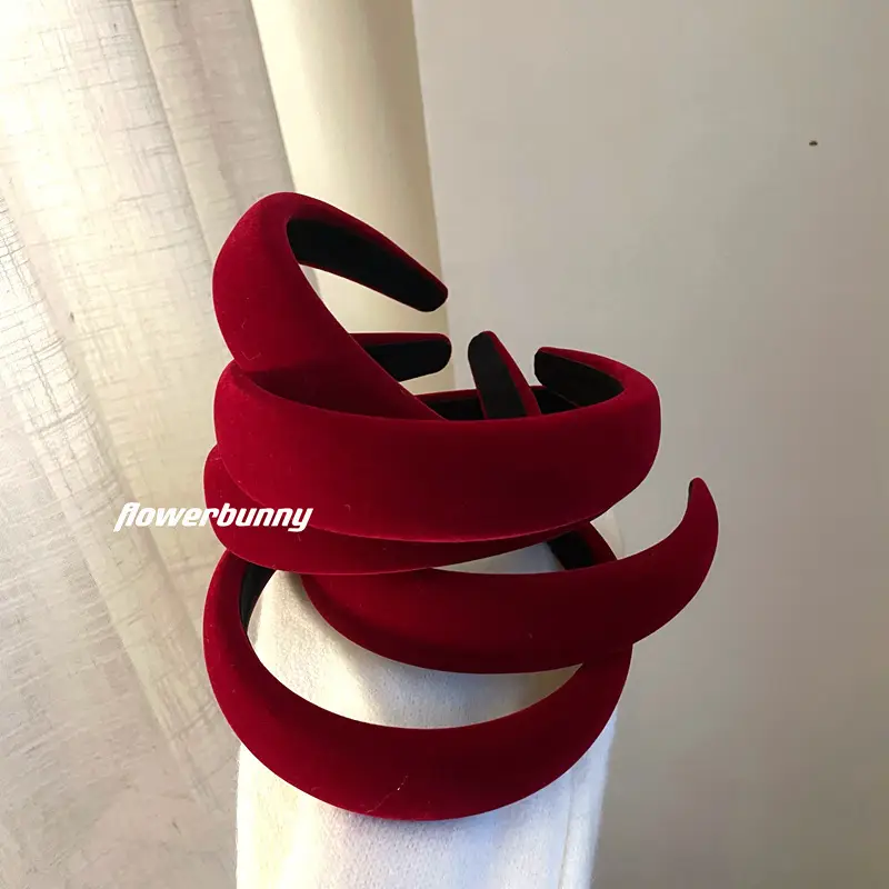 Retro Red Velvet Headband for Women Winter Hair Accessories - Image 2