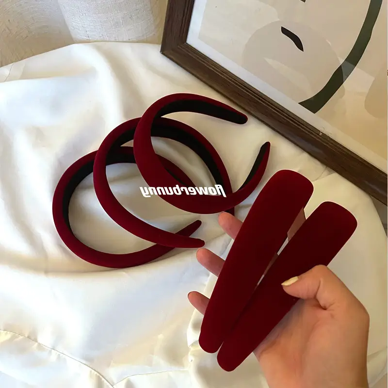 Retro Red Velvet Headband for Women Winter Hair Accessories - Image 3