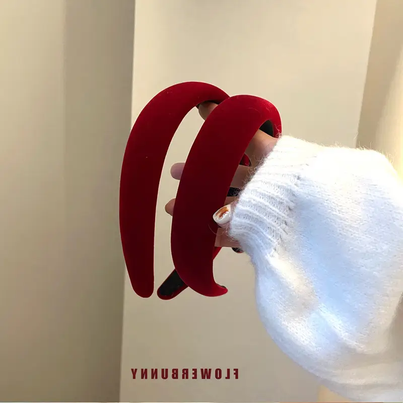 Retro Red Velvet Headband for Women Winter Hair Accessories - Image 4