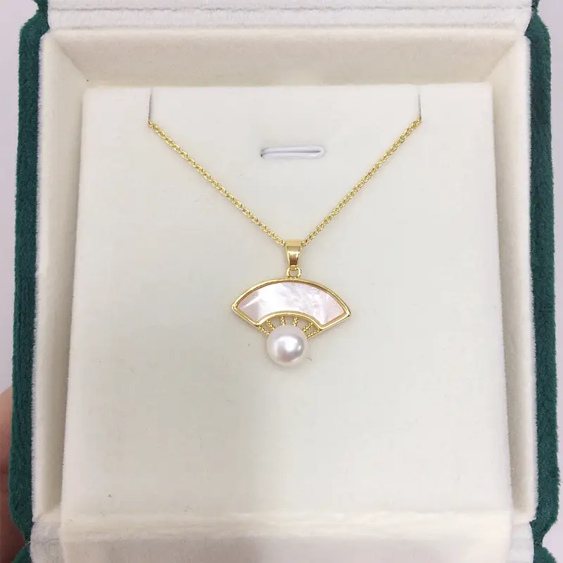 Chinese Style Pearl Pendant Set Gold Chain - Image 3
