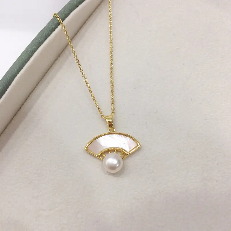 Chinese Style Pearl Pendant Set Gold Chain — feature 4