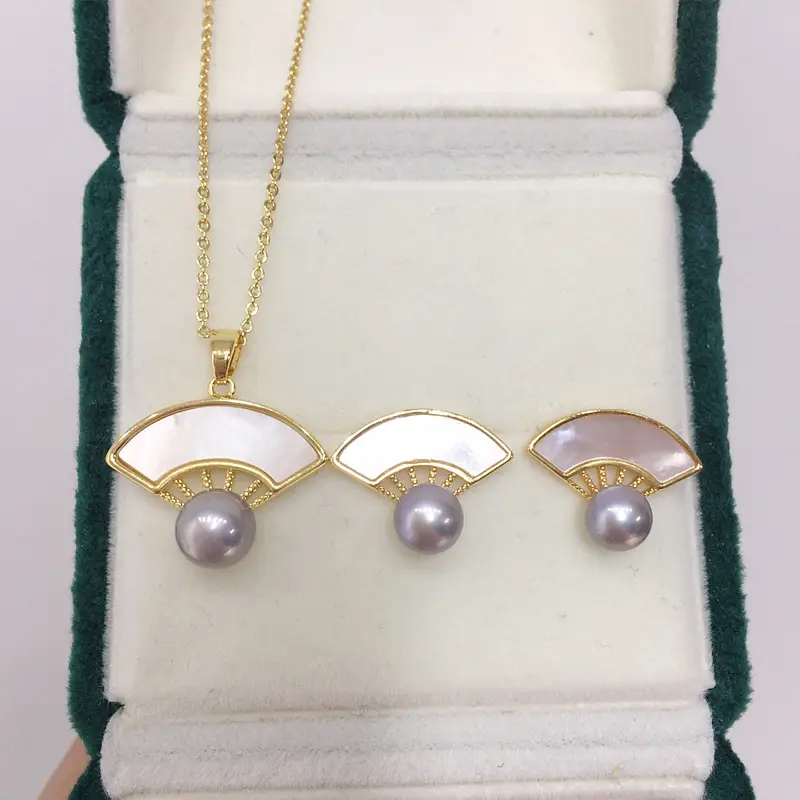 Chinese Style Pearl Pendant Set Gold Chain - Image 2