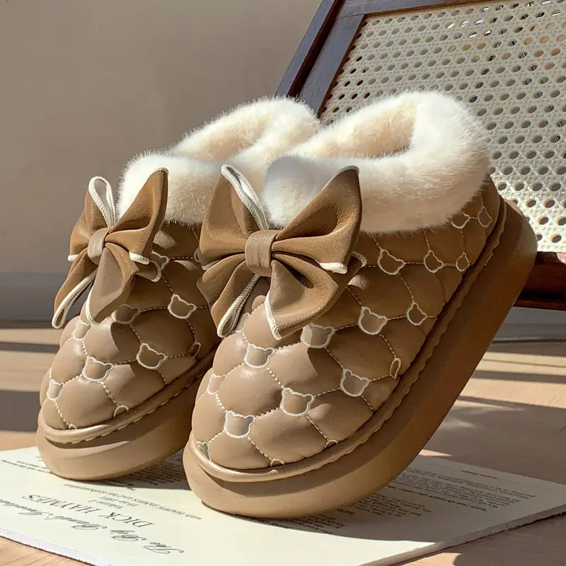 2023 Internet celebrity popular slippers winter cotton slippers women's winter waterproof home cotton slippers warm women's cotton shoes - Image 2