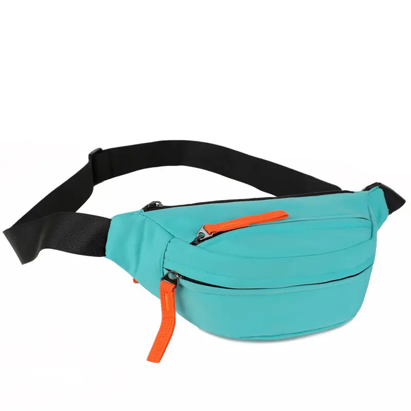 Men's Casual Waist Bag Beige Orange Zip - Image 6