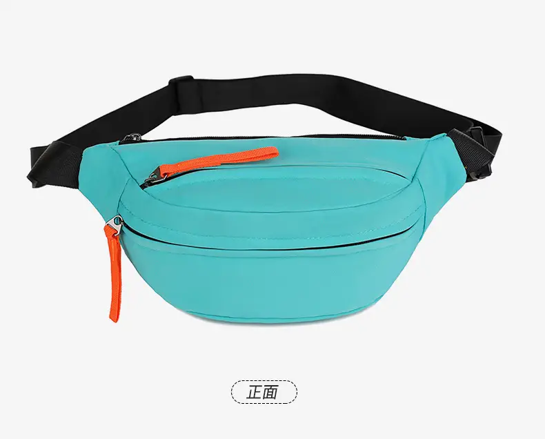 Men's Casual Waist Bag Beige Orange Zip — feature 18