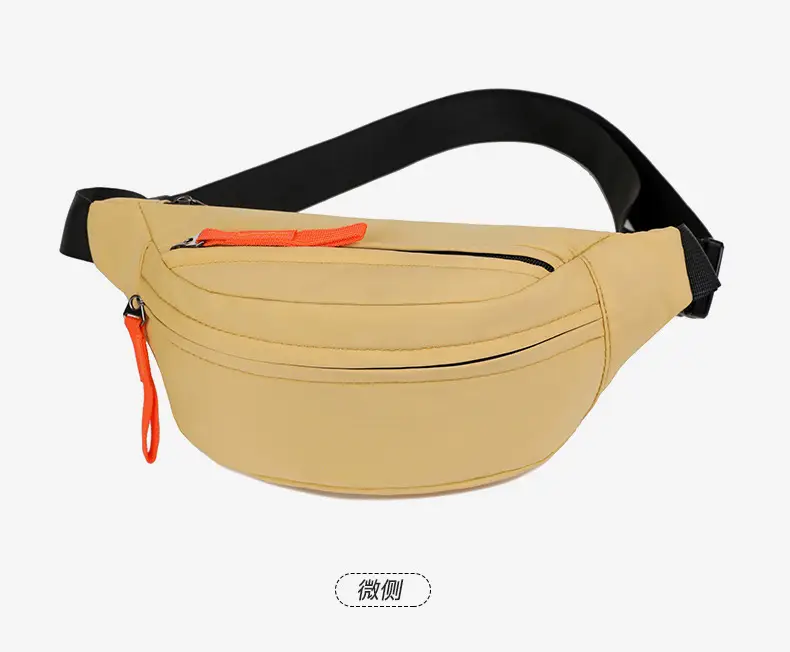 Men's Casual Waist Bag Beige Orange Zip — feature 23