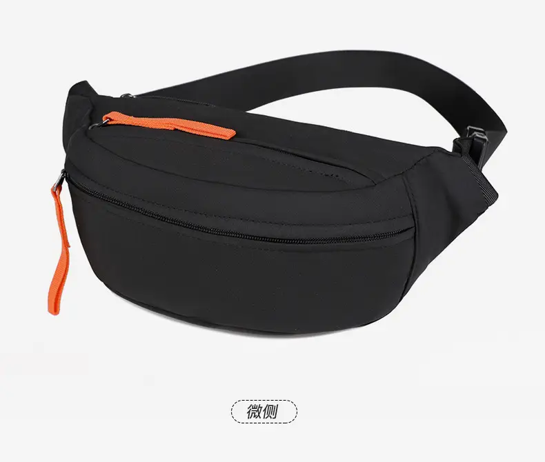 Men's Casual Waist Bag Beige Orange Zip — feature 26
