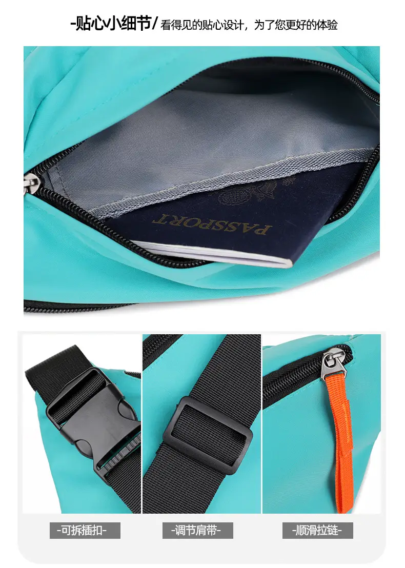 Men's Casual Waist Bag Beige Orange Zip — feature 8