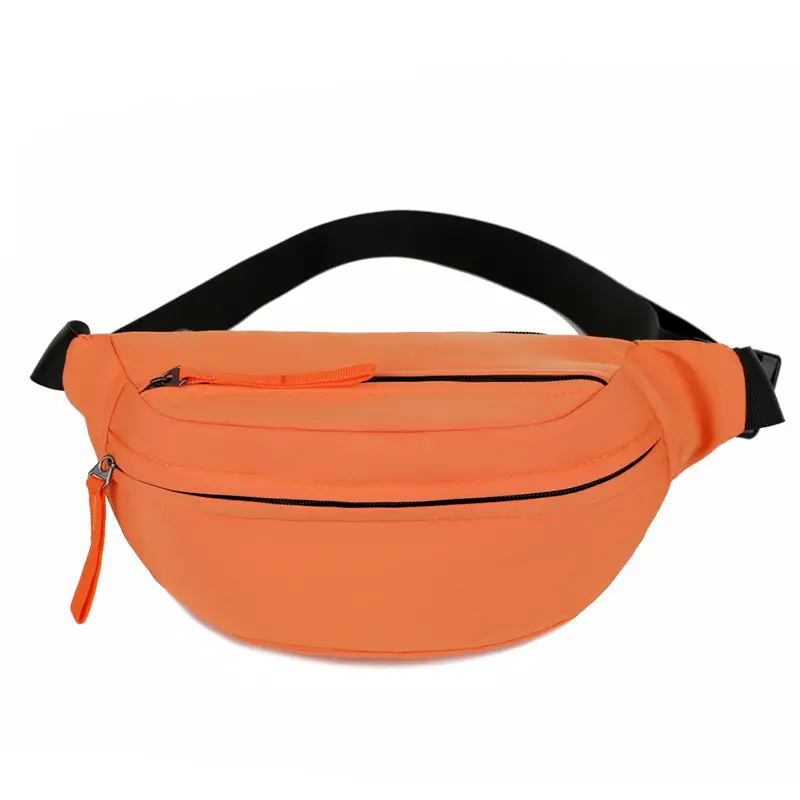 Men's Casual Waist Bag Beige Orange Zip - Image 3