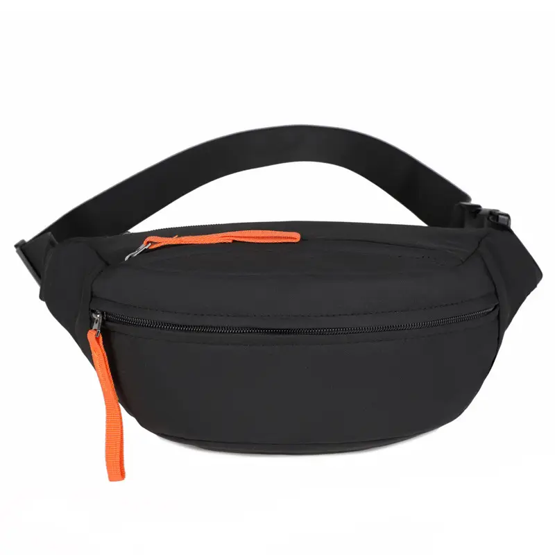 Men's Casual Waist Bag Beige Orange Zip - Image 4