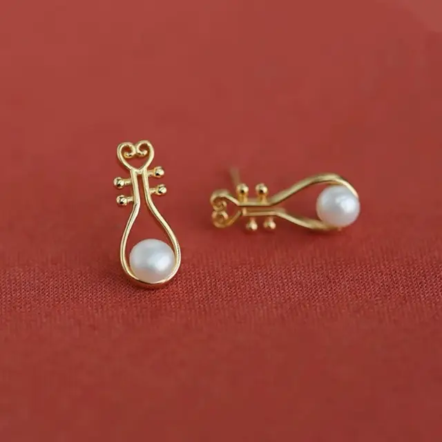 Classic Pearl Earrings for Women Gold Plated