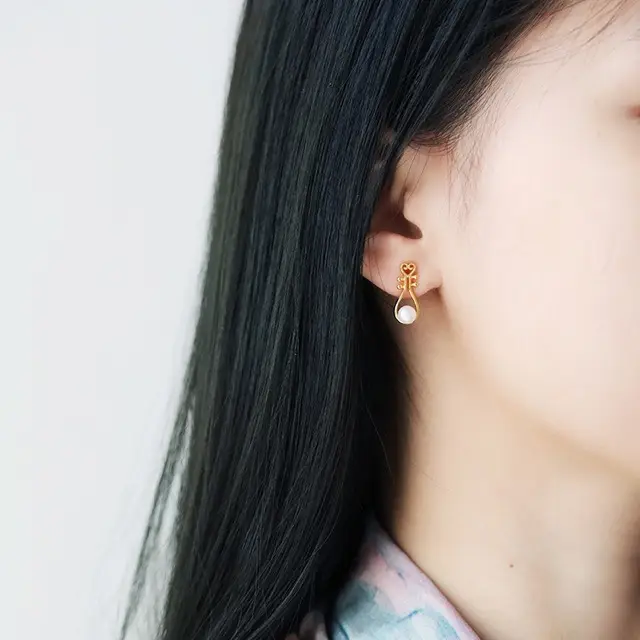 Classic Pearl Earrings for Women Gold Plated