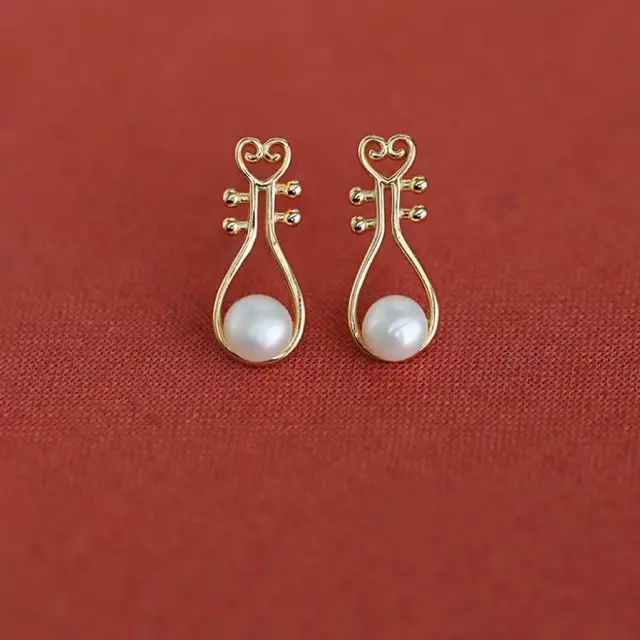 Classic Pearl Earrings for Women Gold Plated