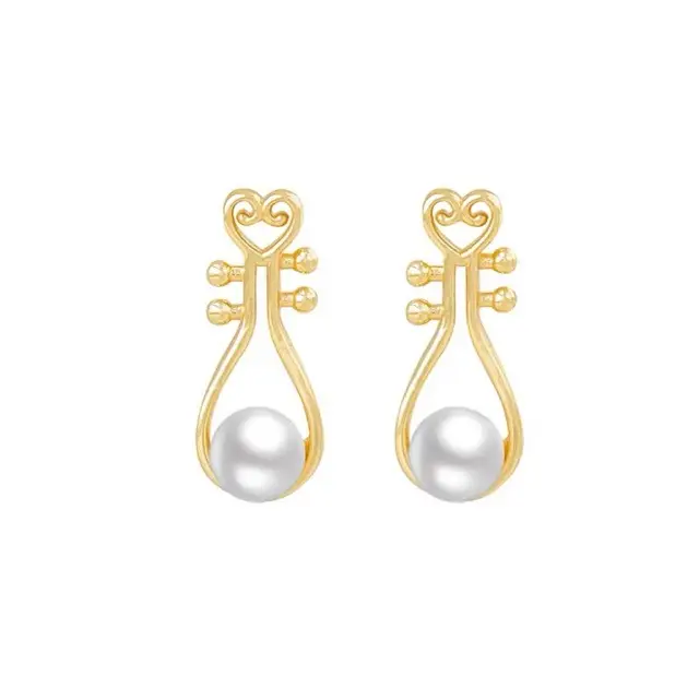 Classic Pearl Earrings for Women Gold Plated