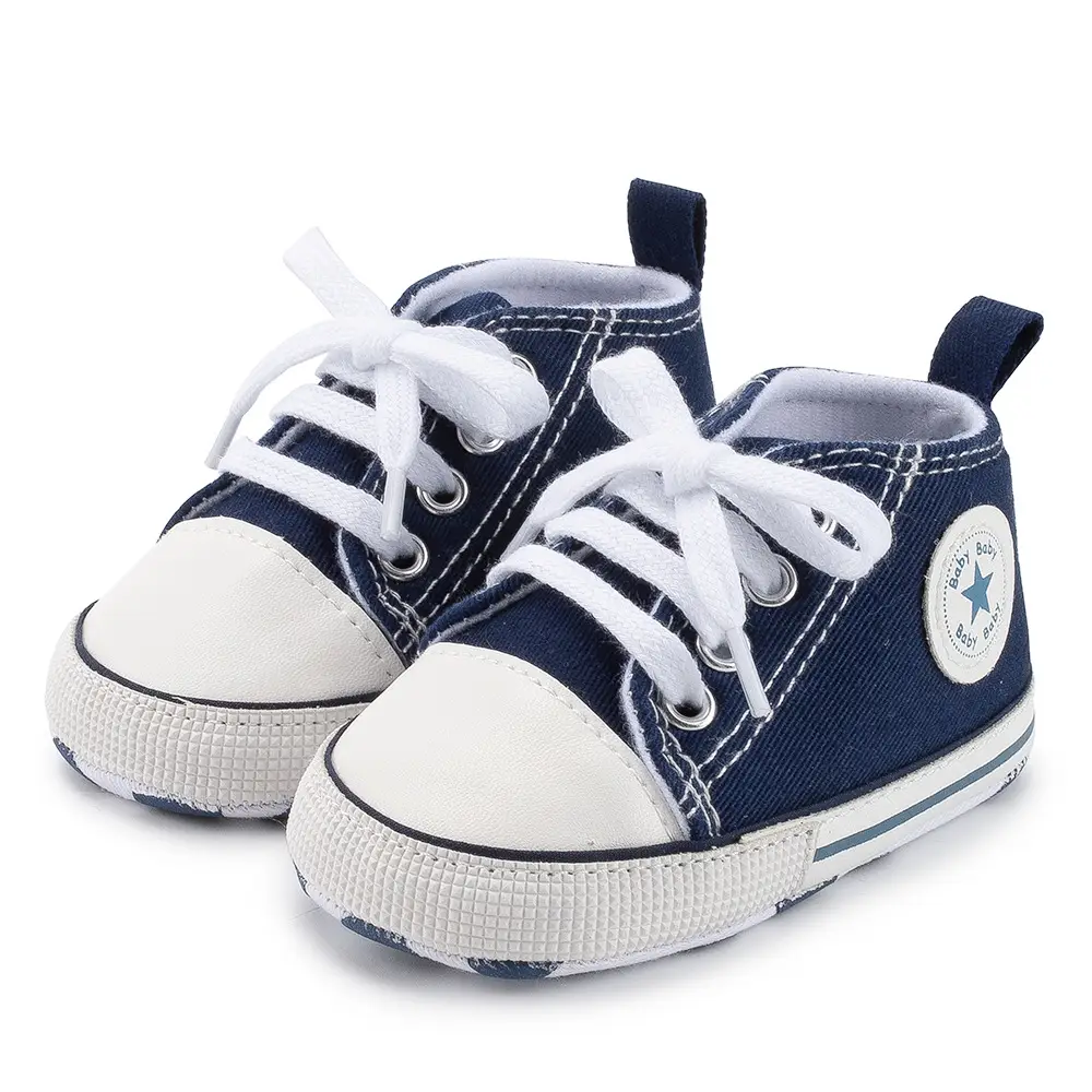 Classic Canvas Baby Shoes Navy White Soft Bottom