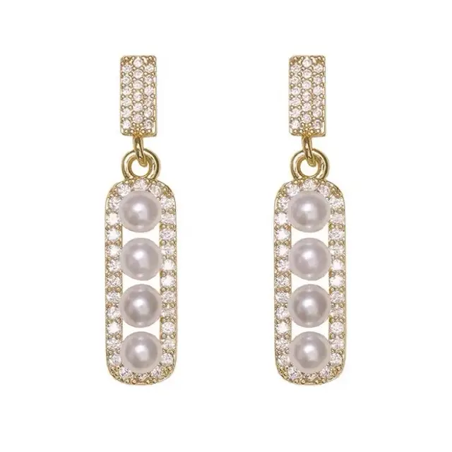 White Pearl Earrings for Women Silver Pin Ear Studs - Image 5