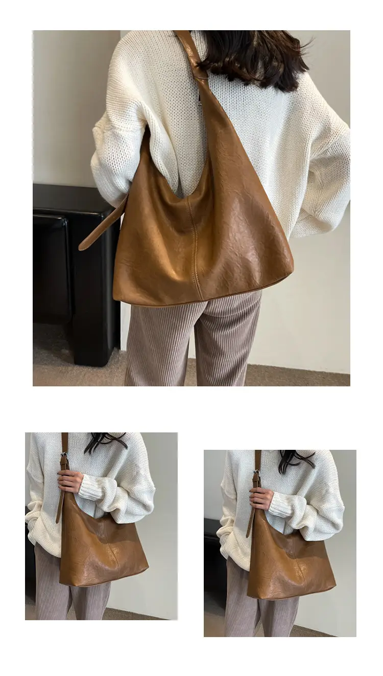 Retro Brown Leather Shoulder Tote Bag 2023 — feature 11