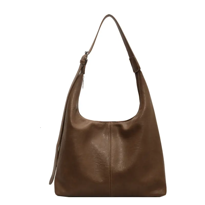 Retro Brown Leather Shoulder Tote Bag 2023 - Image 4