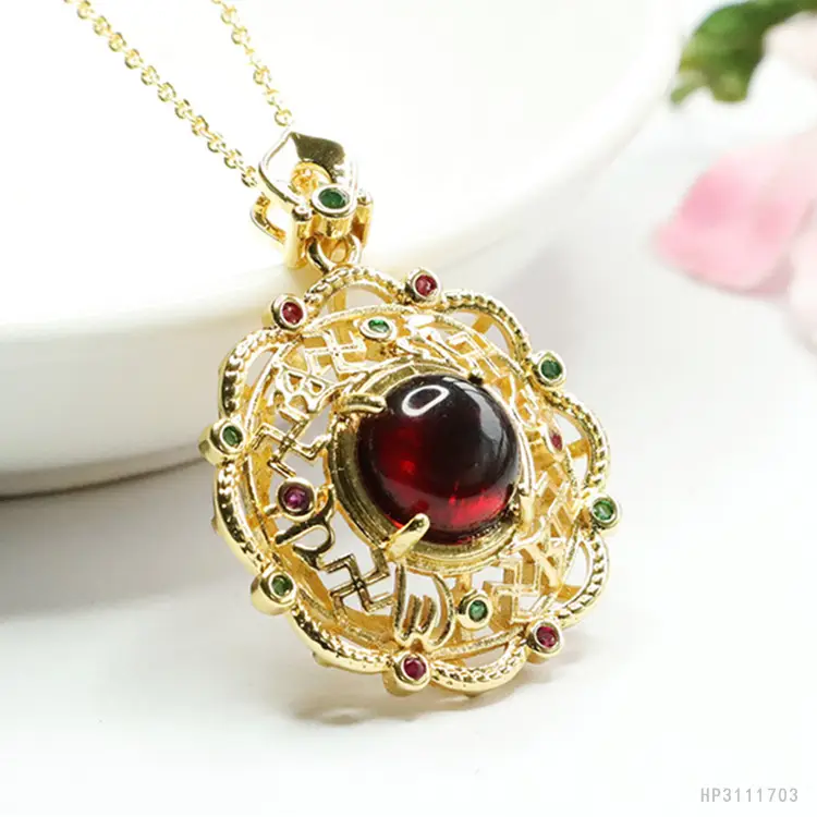 Guan Yu Natural Amber Pendant Blood Amber Hollow Necklace - Image 4