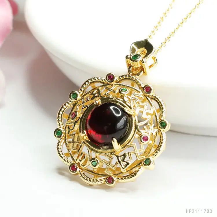 Guan Yu Natural Amber Pendant Blood Amber Hollow Necklace - Image 5