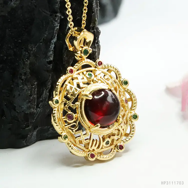 Guan Yu Natural Amber Pendant Blood Amber Hollow Necklace - Image 6