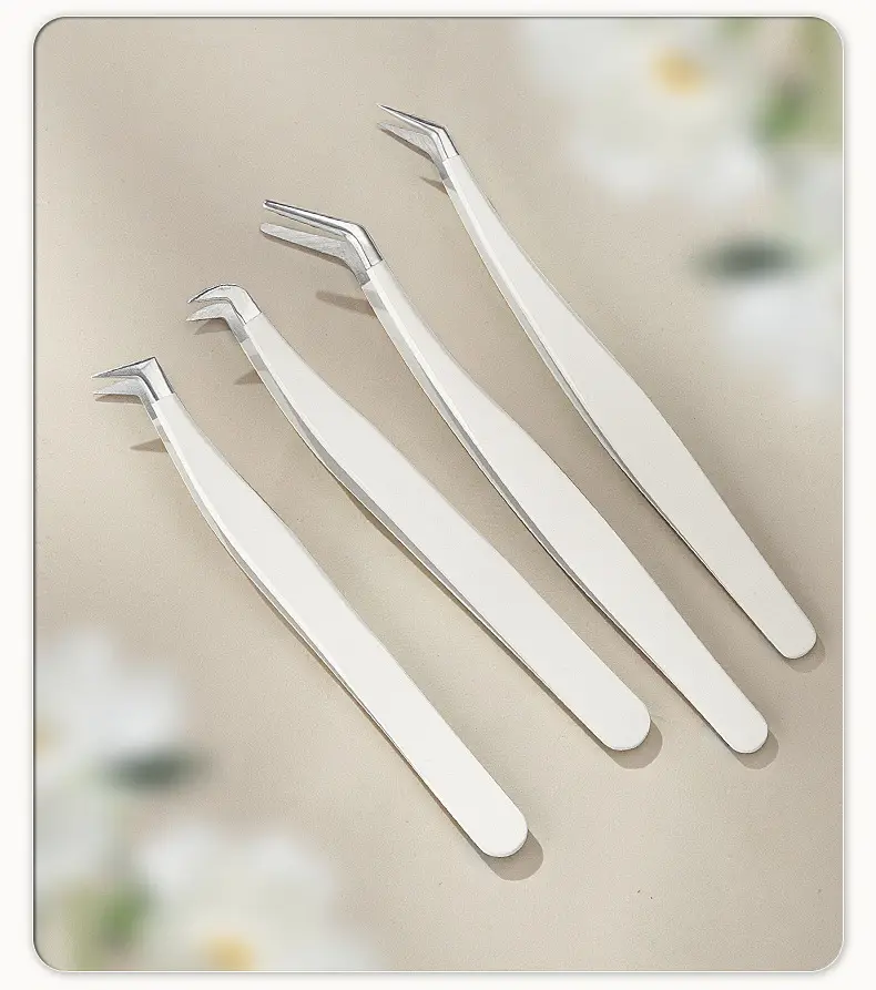 False Eyelash Grafting Tweezers White Plastic — feature 14