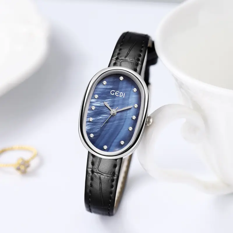 Geldi Women's Blue Bamboo Plate Watch with Gold Plated Case — feature 10