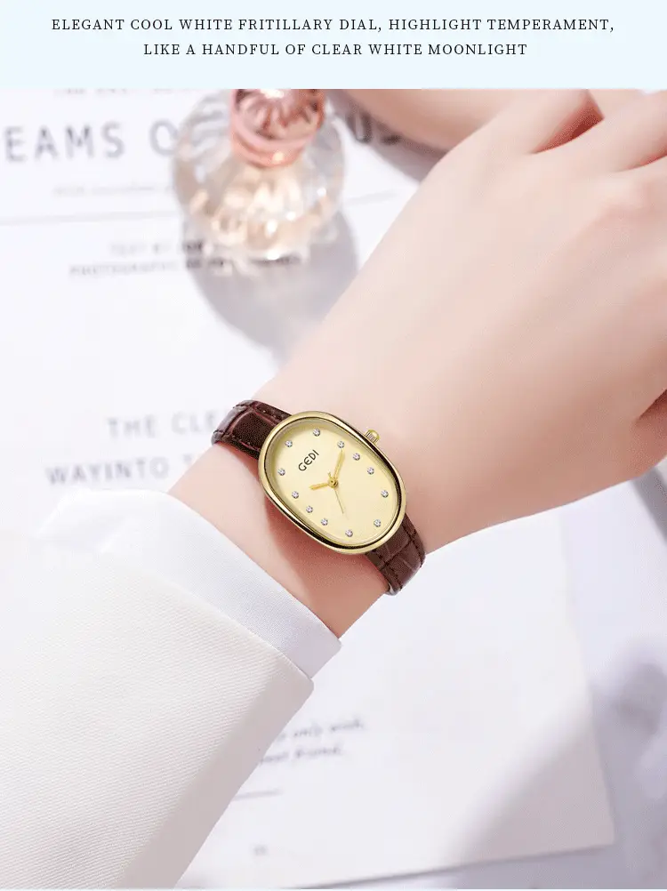 Geldi Women's Blue Bamboo Plate Watch with Gold Plated Case — feature 11