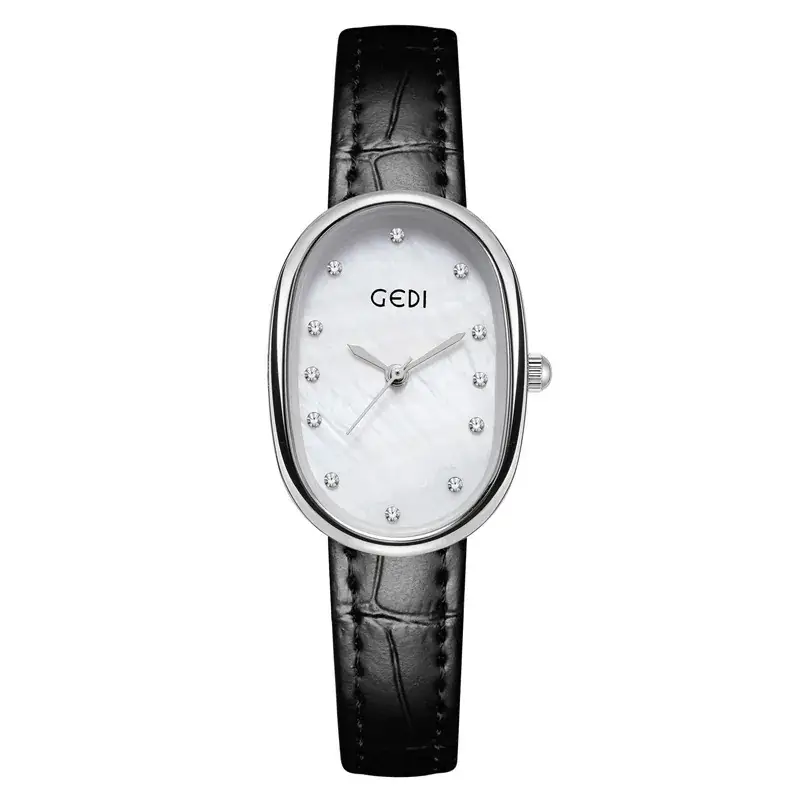 Geldi Women's Blue Bamboo Plate Watch with Gold Plated Case