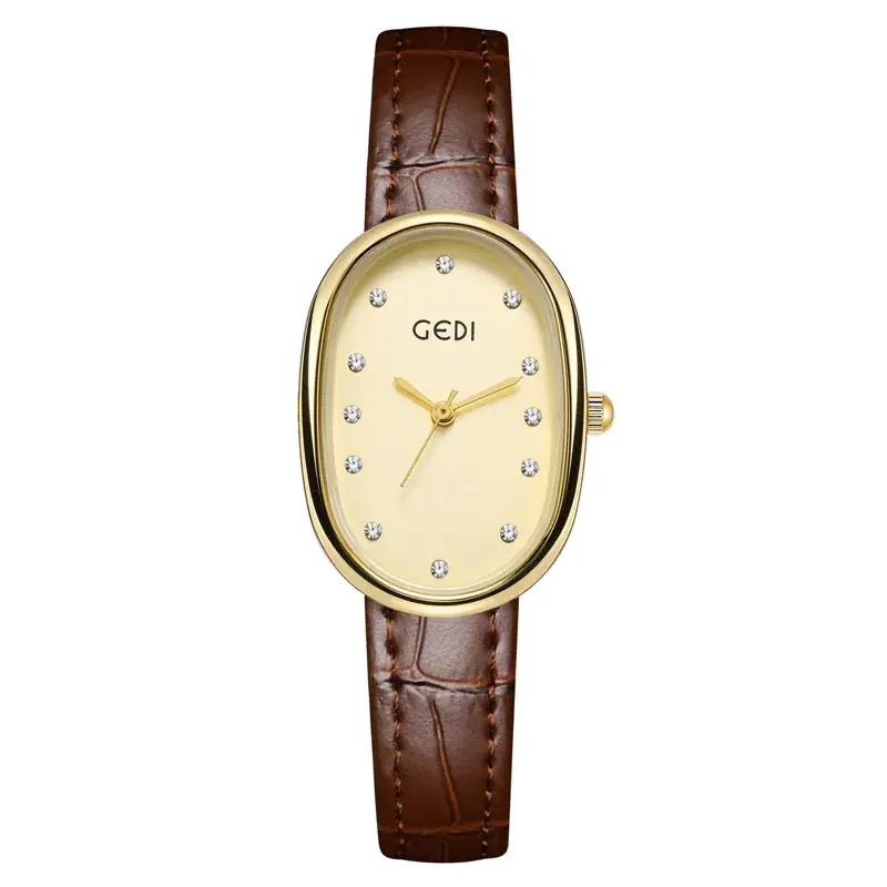 Geldi Women's Blue Bamboo Plate Watch with Gold Plated Case