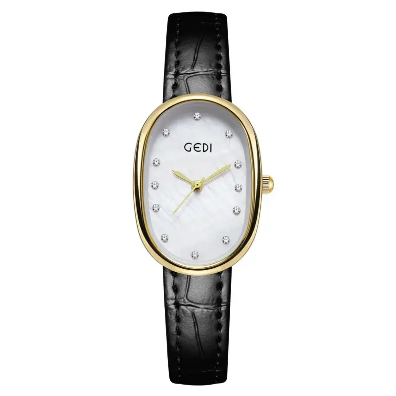 Geldi Women's Blue Bamboo Plate Watch with Gold Plated Case