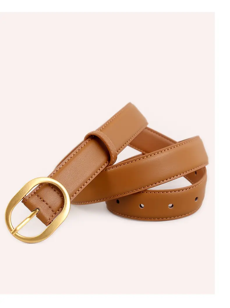 Women's Genuine Leather Belt with Gold Buckle Black — feature 29