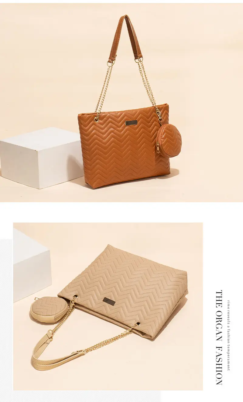 2-piece Wave Embossed Tote Bag Black 2023 — feature 10