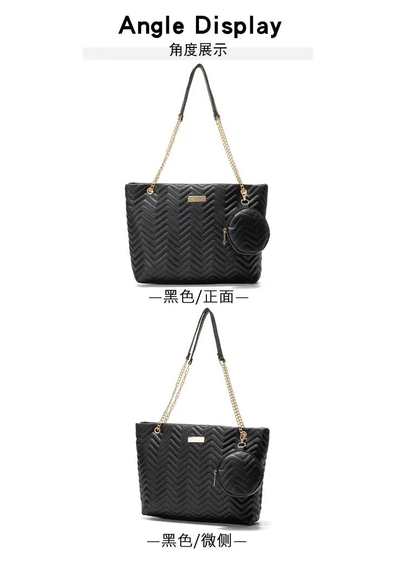 2-piece Wave Embossed Tote Bag Black 2023 — feature 17