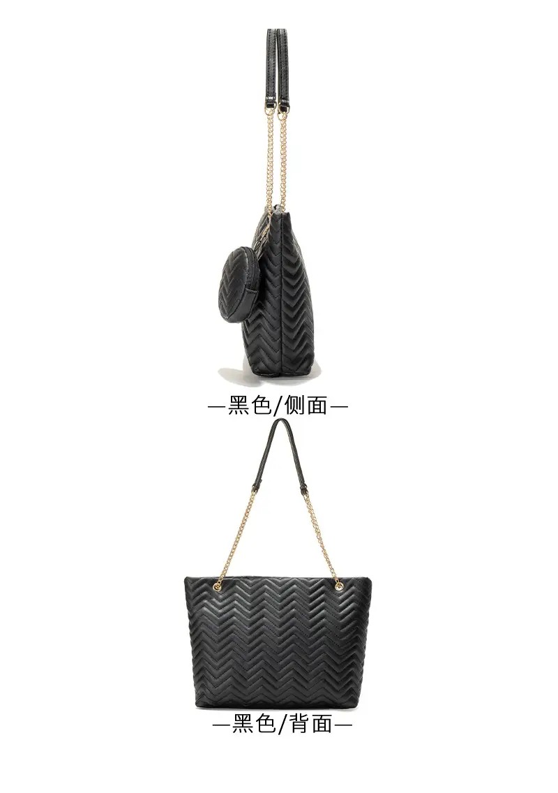 2-piece Wave Embossed Tote Bag Black 2023 — feature 18